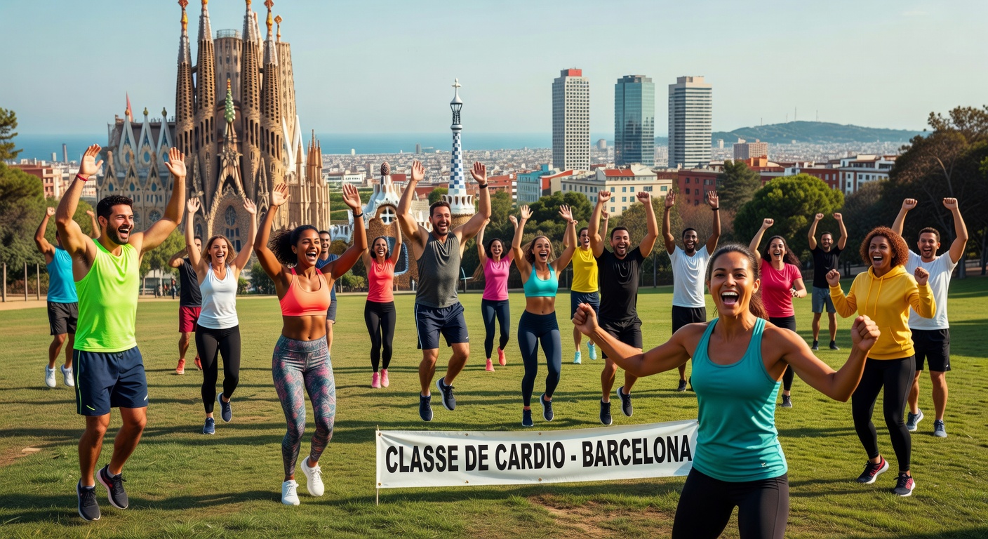 Grupo fitness en el parque